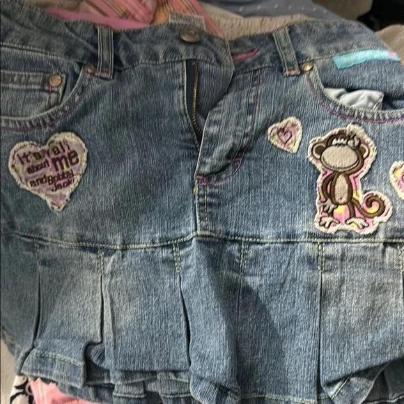 Denim Skirt with Monkey Patch - Picture 1 of 8